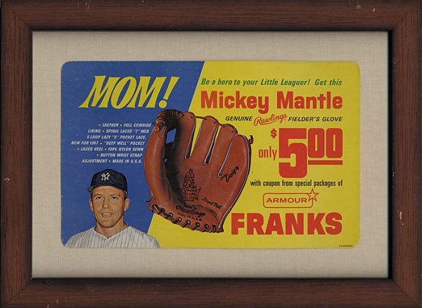 1967 Mickey Mantle Armour Franks Advertising Sign